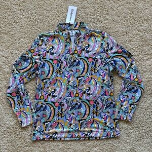 Daily Sports XL 1/4 Zip Golf Pullover Multicolor Abstract Print Sweden‎ NWT